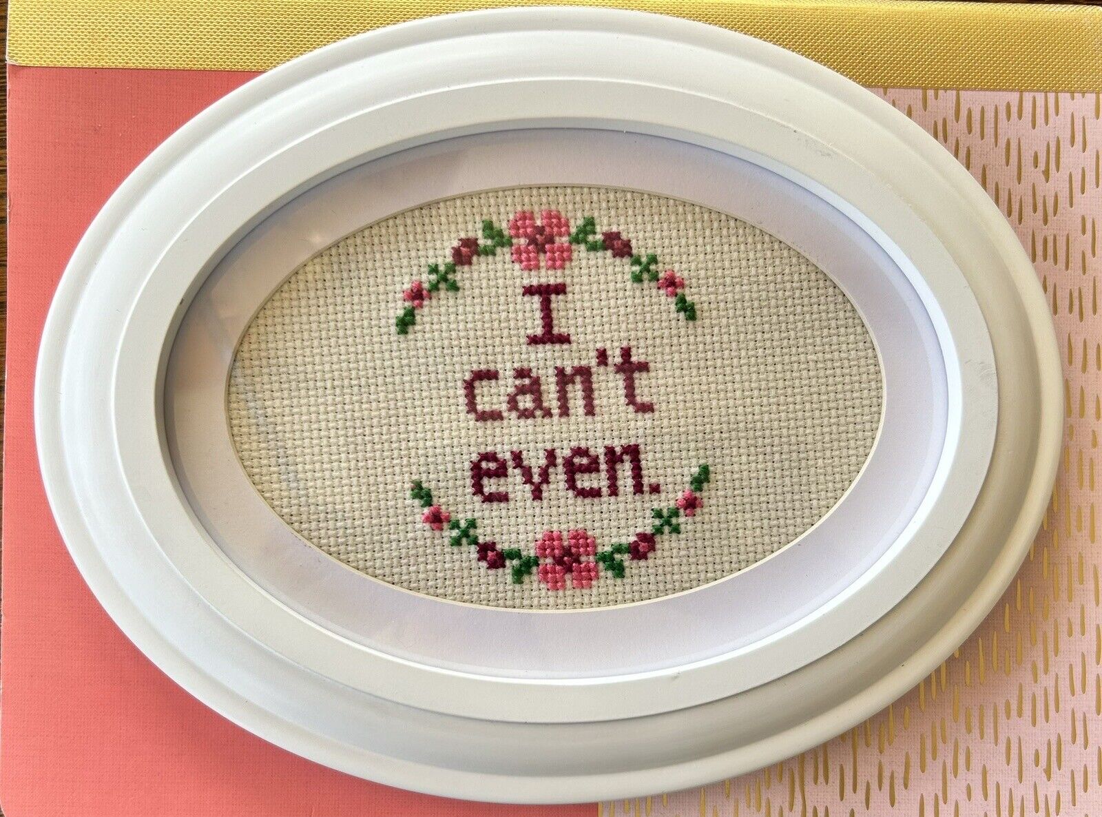 Funny cross stitch completed framed. I can’t even. 9in x 7in