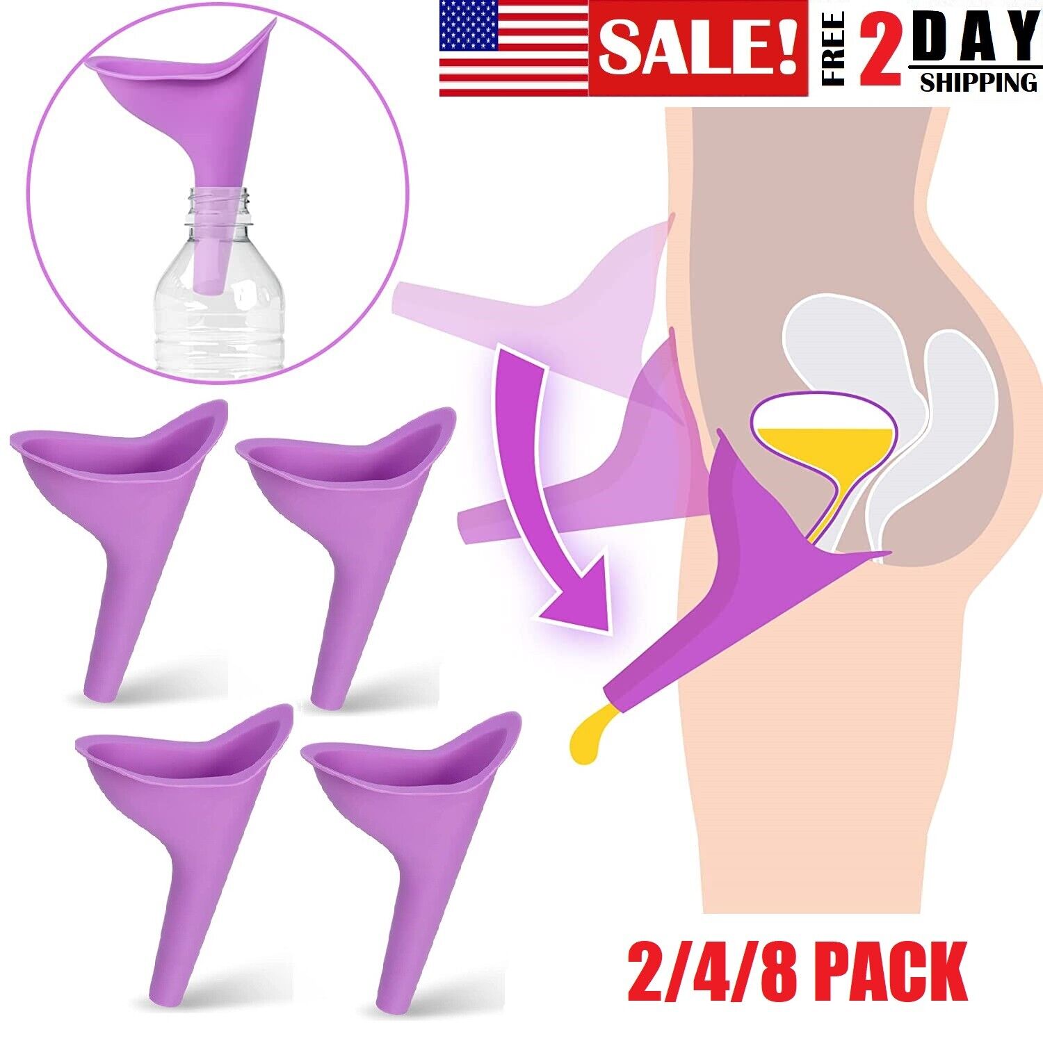8× Portable Female Ladies Urinal Funnel Camping Travel Toilet Stand Pee Device