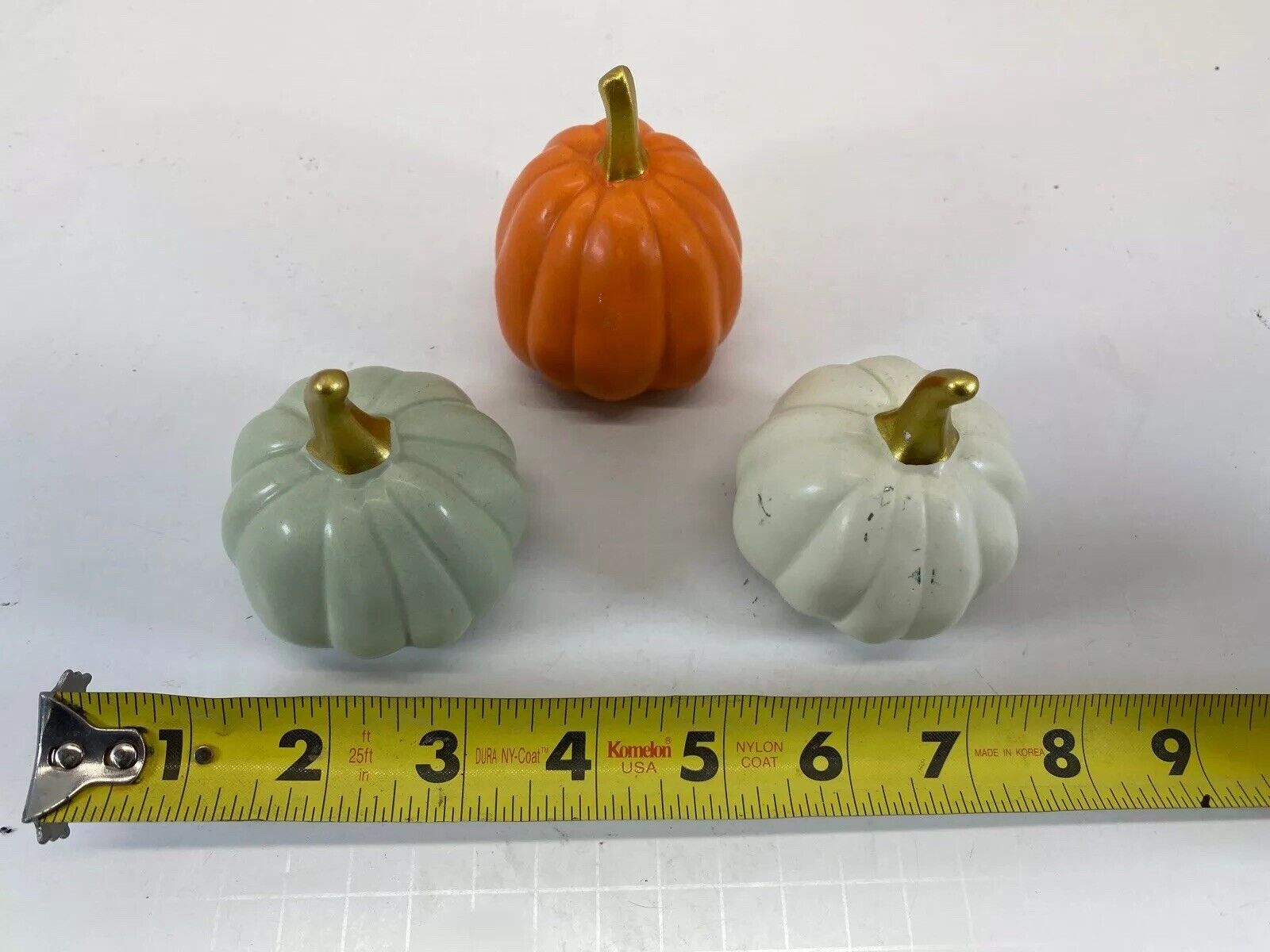 3 Littlle Ceramic Pumpkins Used