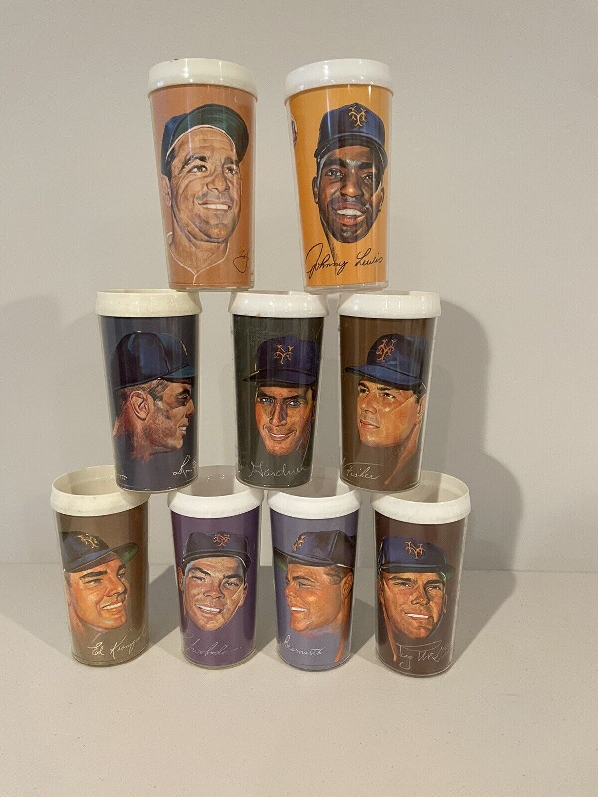 NY Mets Vintage 1966 Drinking Cups/Tumblers By Nicholas Volpe For Sunoco Promo