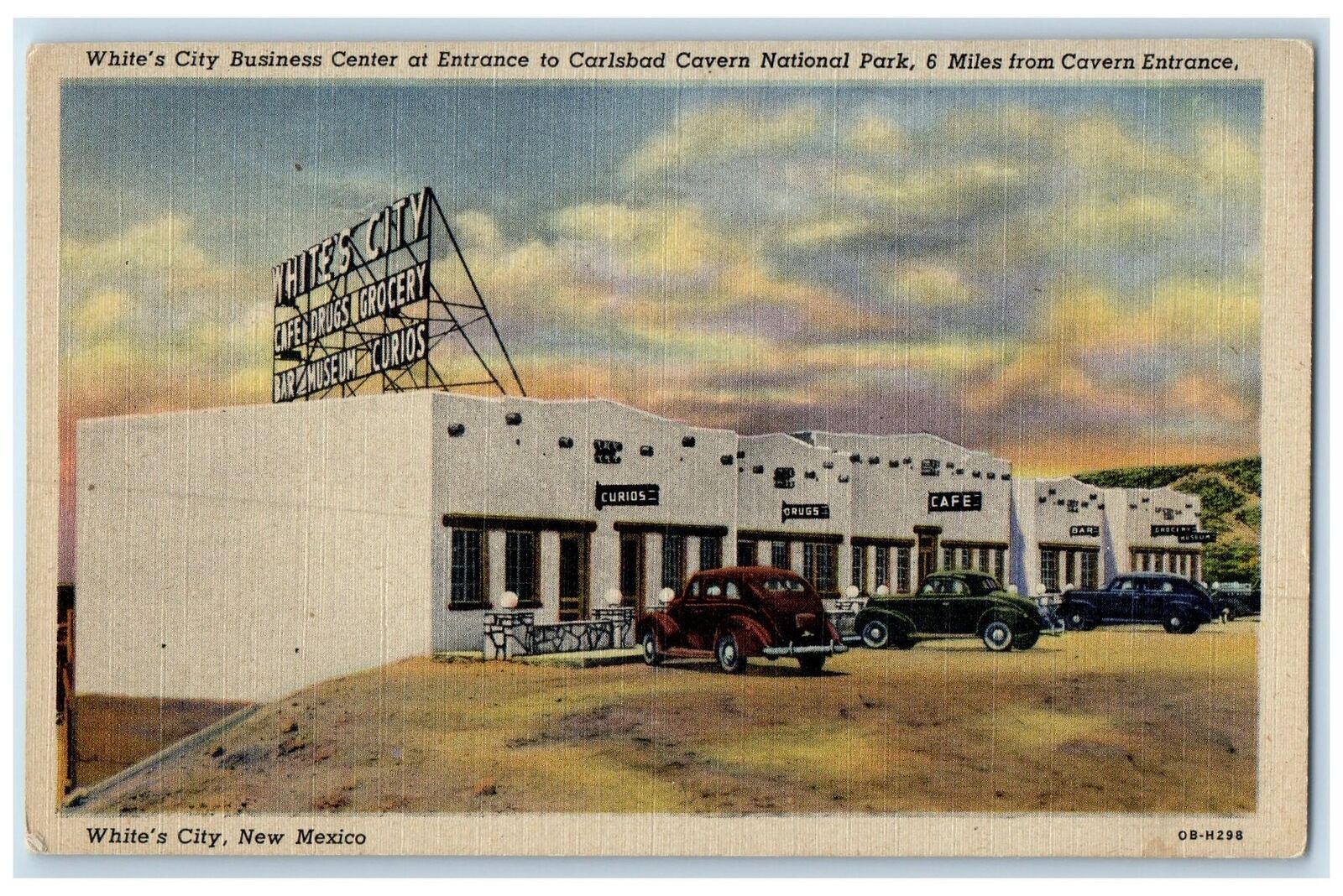 c1940\'s White\'s City Business Center At Entrance To Carlsbad Cavern NM Postcard