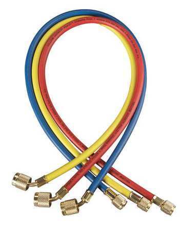 Yellow Jacket 22983 Manifold Hose Set,36 In,Red,Yellow,Blue