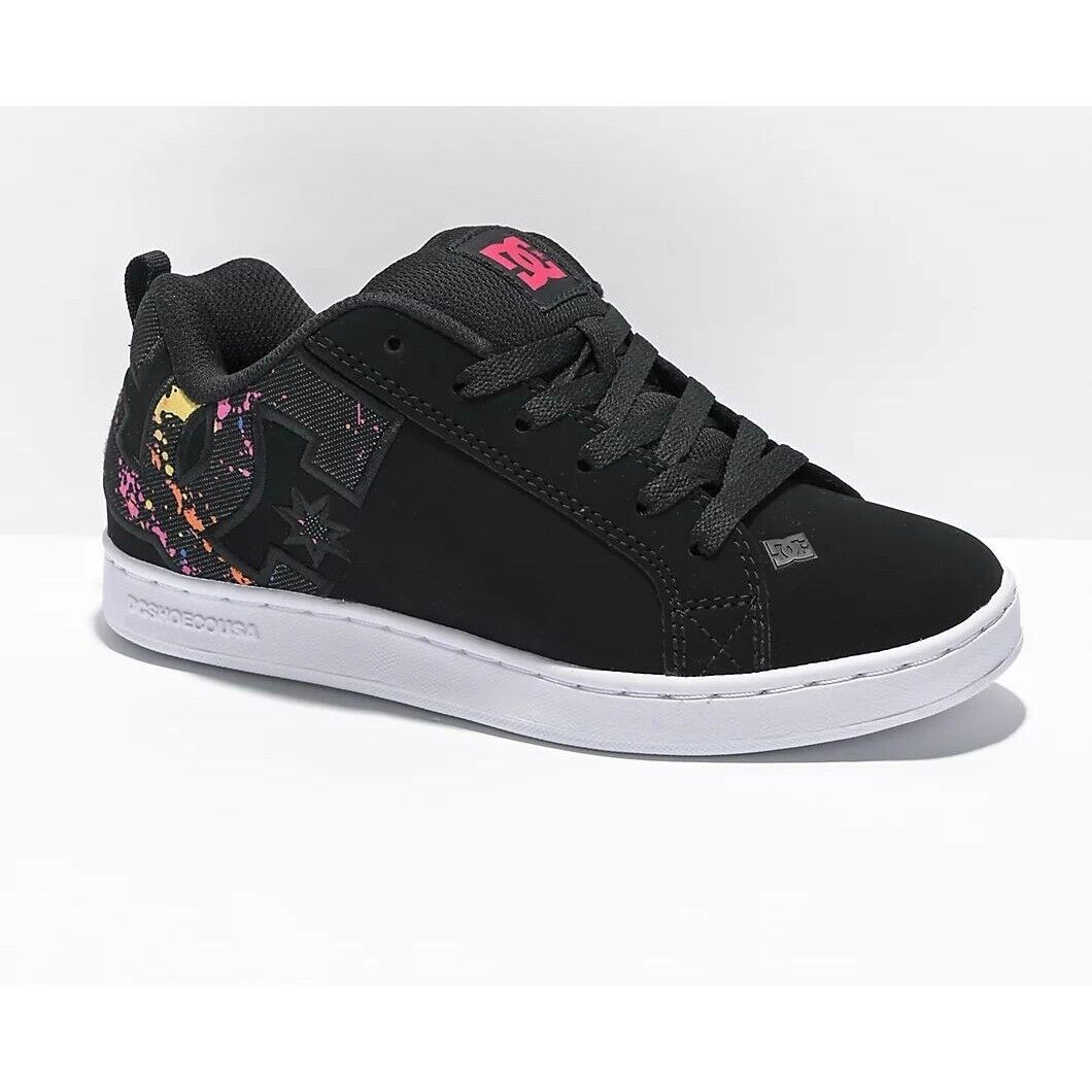 DC Court Graffik Black & Paint Splatter Skate Shoes Size: 10 NIB