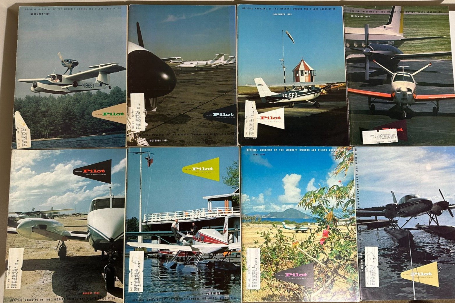 AOPA PILOT AVIATION MAGAZINE ENGLISH LOT OF 12 FULL YEAR 1969 30TH ANN VINTAGE