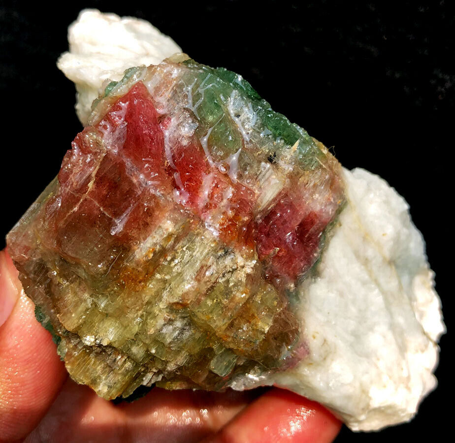 330g Natural Watermelon Color Tourmaline Crystal Rough Stone Specimen ia2688