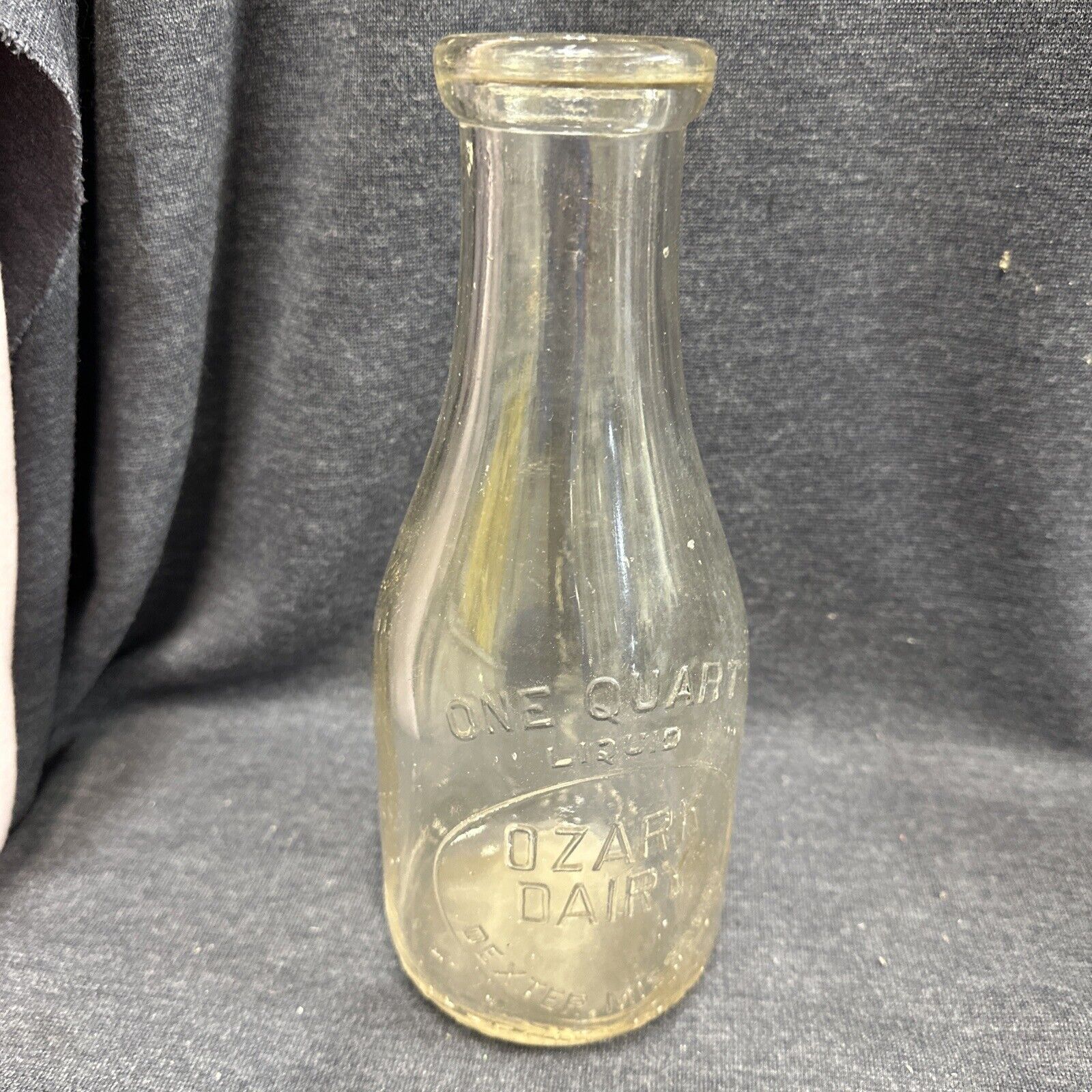 Vintage Rare Ozark Dairy One Quart Embossed Milk Bottle Dexter Missouri