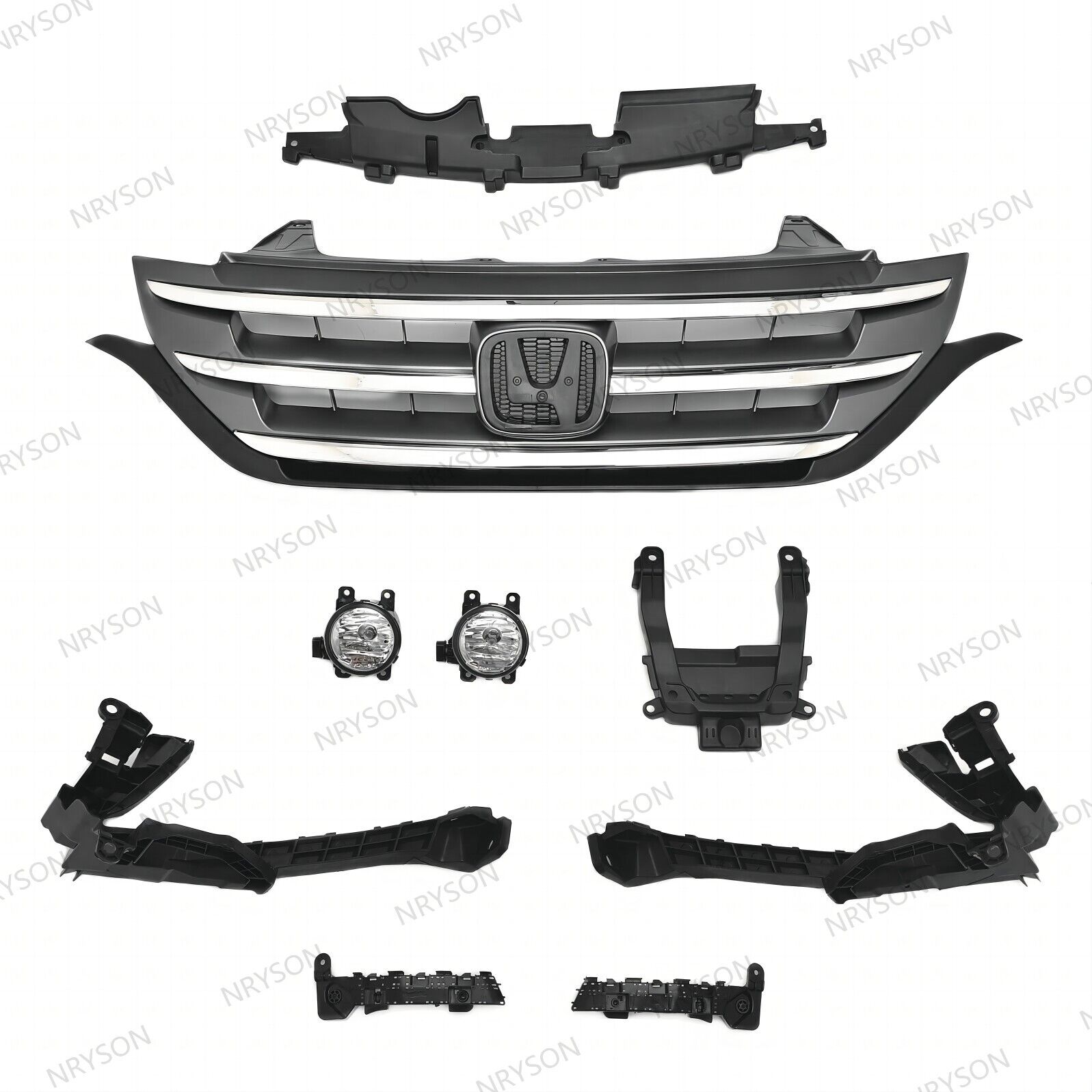 9PC For Honda CR-V 2012-2014 Front Chrome Grille Fog light Kit Headlight Bracket