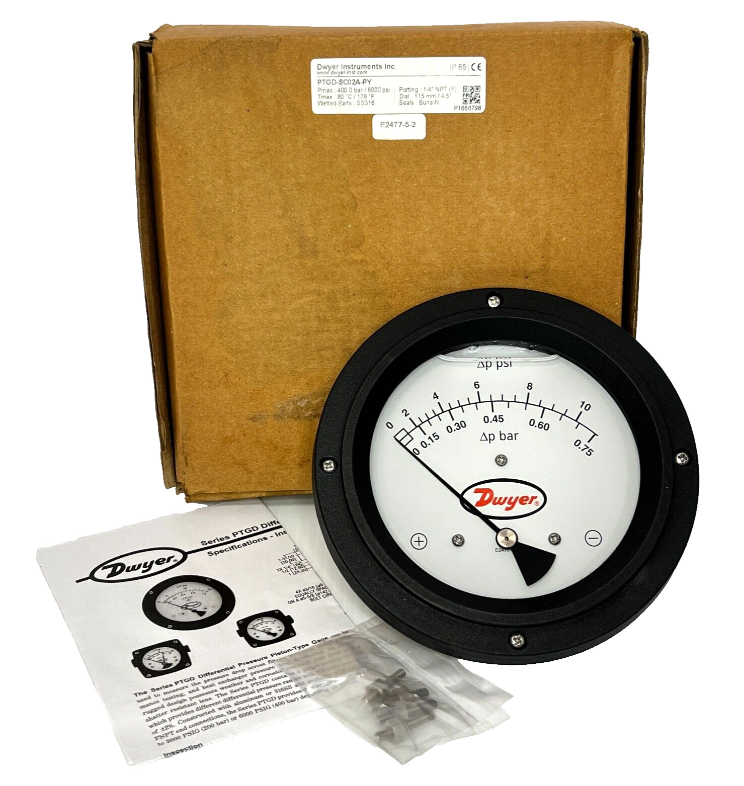 Dwyer Instruments PTGD-SC02A PY Differential Pressure Piston 4.5