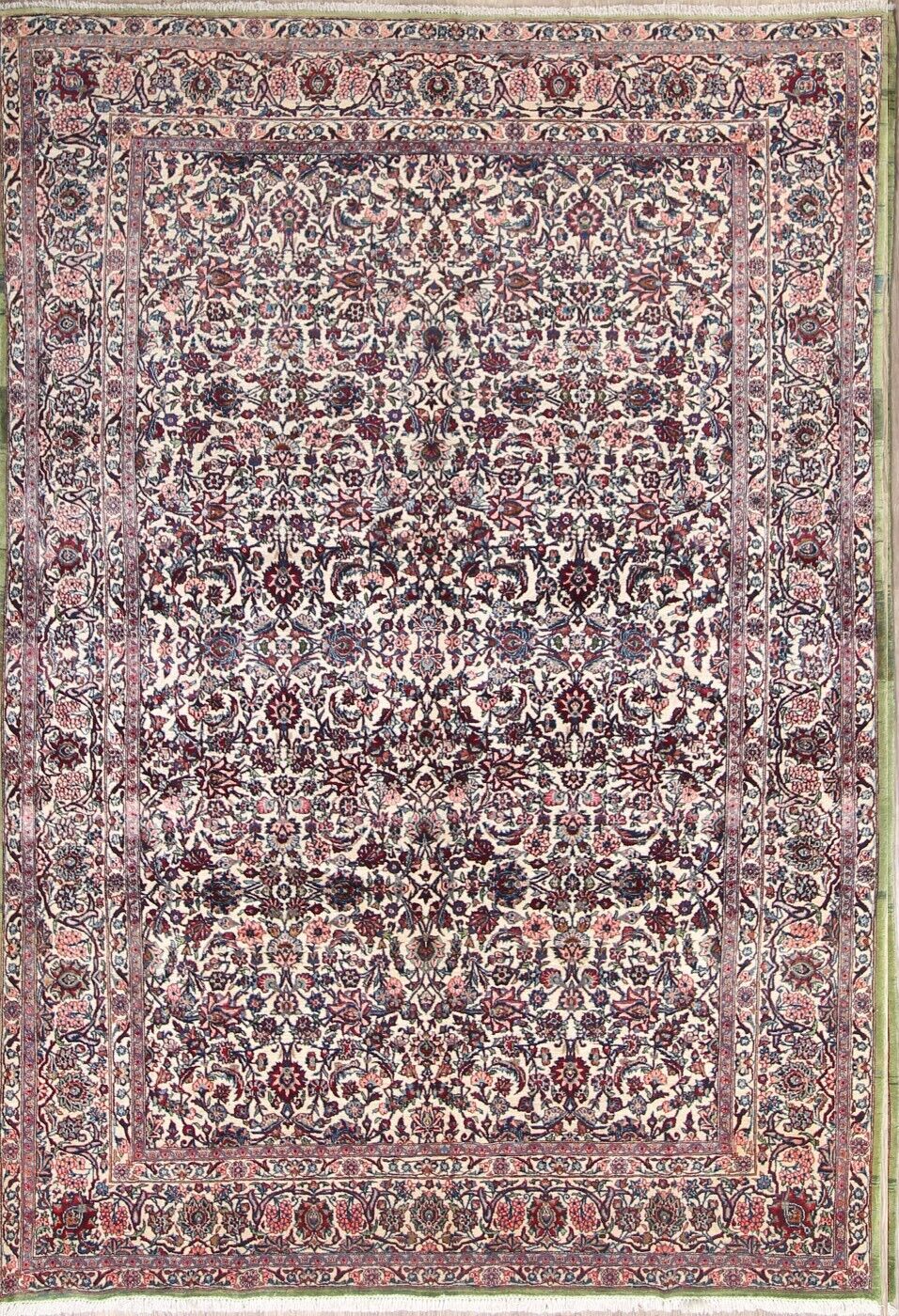 Antique Vegetable Dye Kirman Area Rug Hand-knotted Floral Oriental Carpet 7'x10'