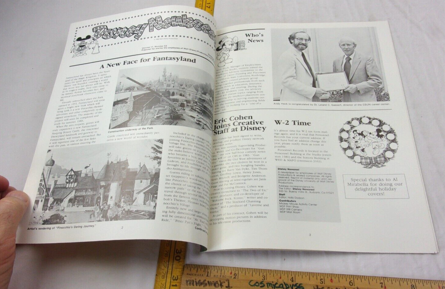 Disney Newsreel 1982 New Fantasyland employee magazine Pinocchio