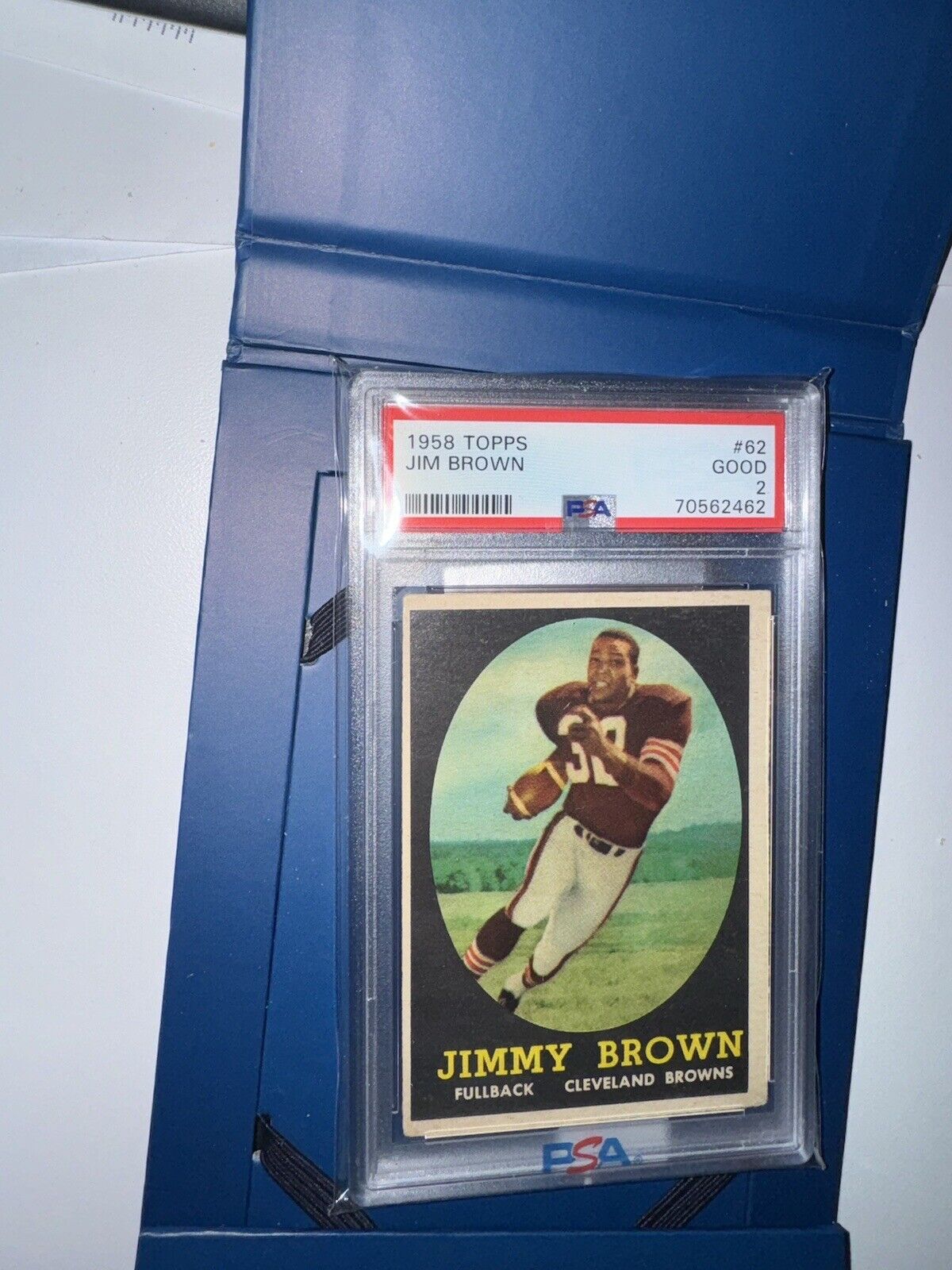 1958 Topps NFL #62 Jim Brown Rookie Card, Graded PSA 2