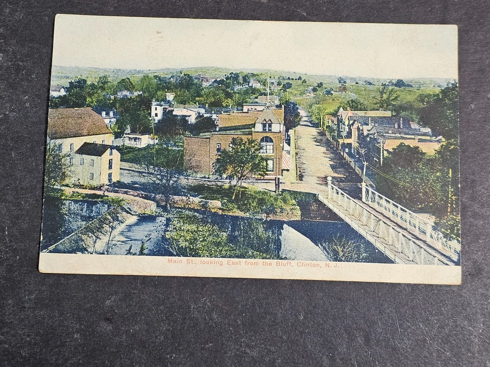 Early 1900s 3x5 postcard of clinton N.J. color litho.
