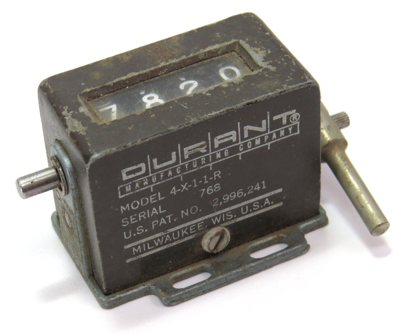 Durant Mfg. Co. Model 4-X-1-1-R Vintage 4-Digit Mechanical Counter Unit