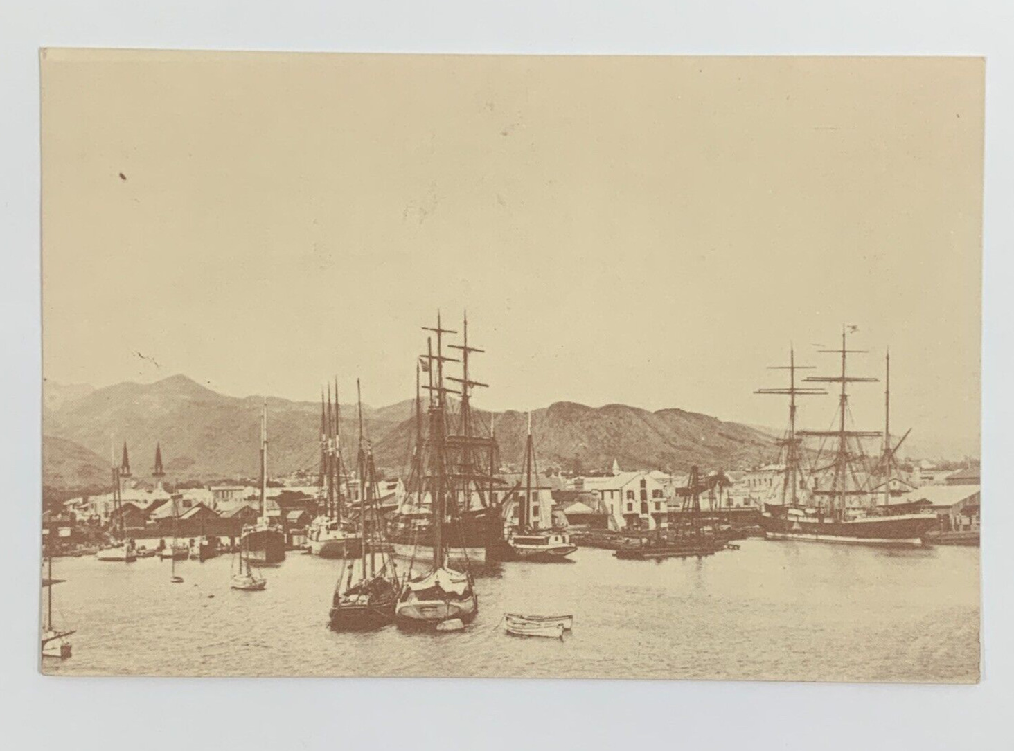 Whaling Ships and Merchant Fleet Honolulu Harbor 1880 Hawaii Postcard Unposted