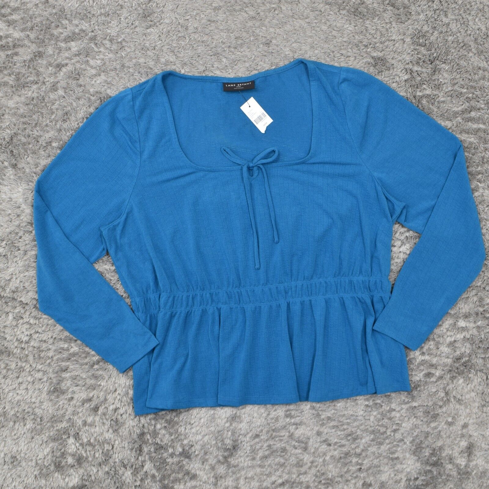 NEW Lane Bryant Women\'s Size 22/24 Basic Long Sleeve Blue Solid Polyester Square