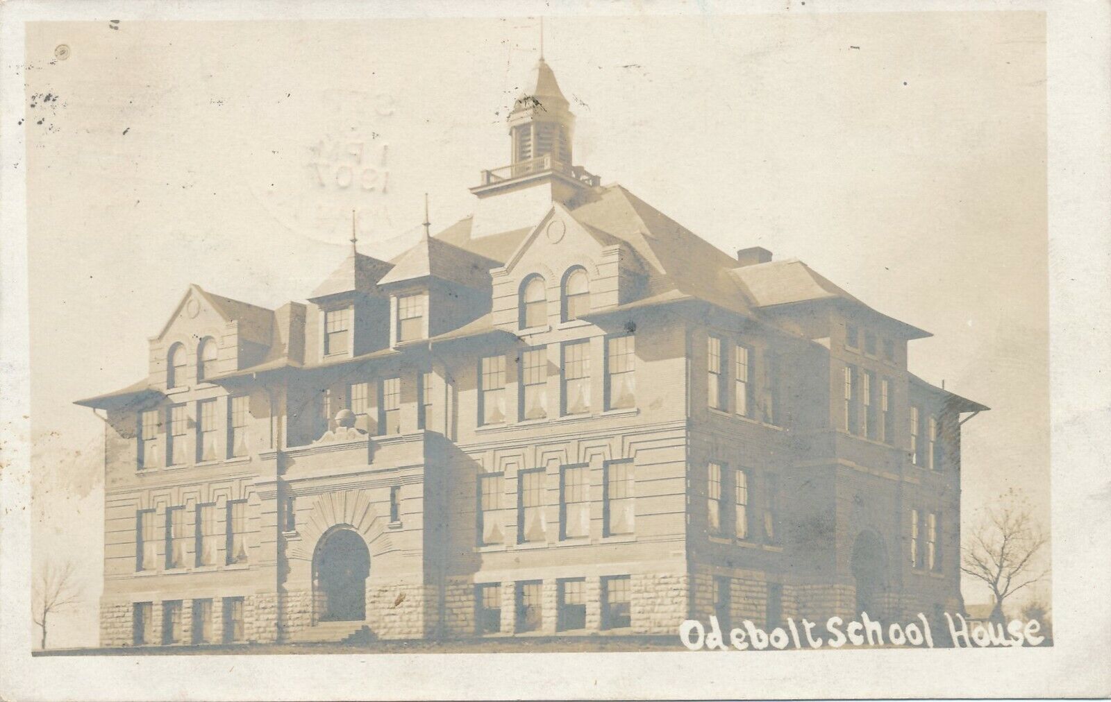 ODEBOLT IA – Odebolt School House Real Photo Postcard rppc - 1907
