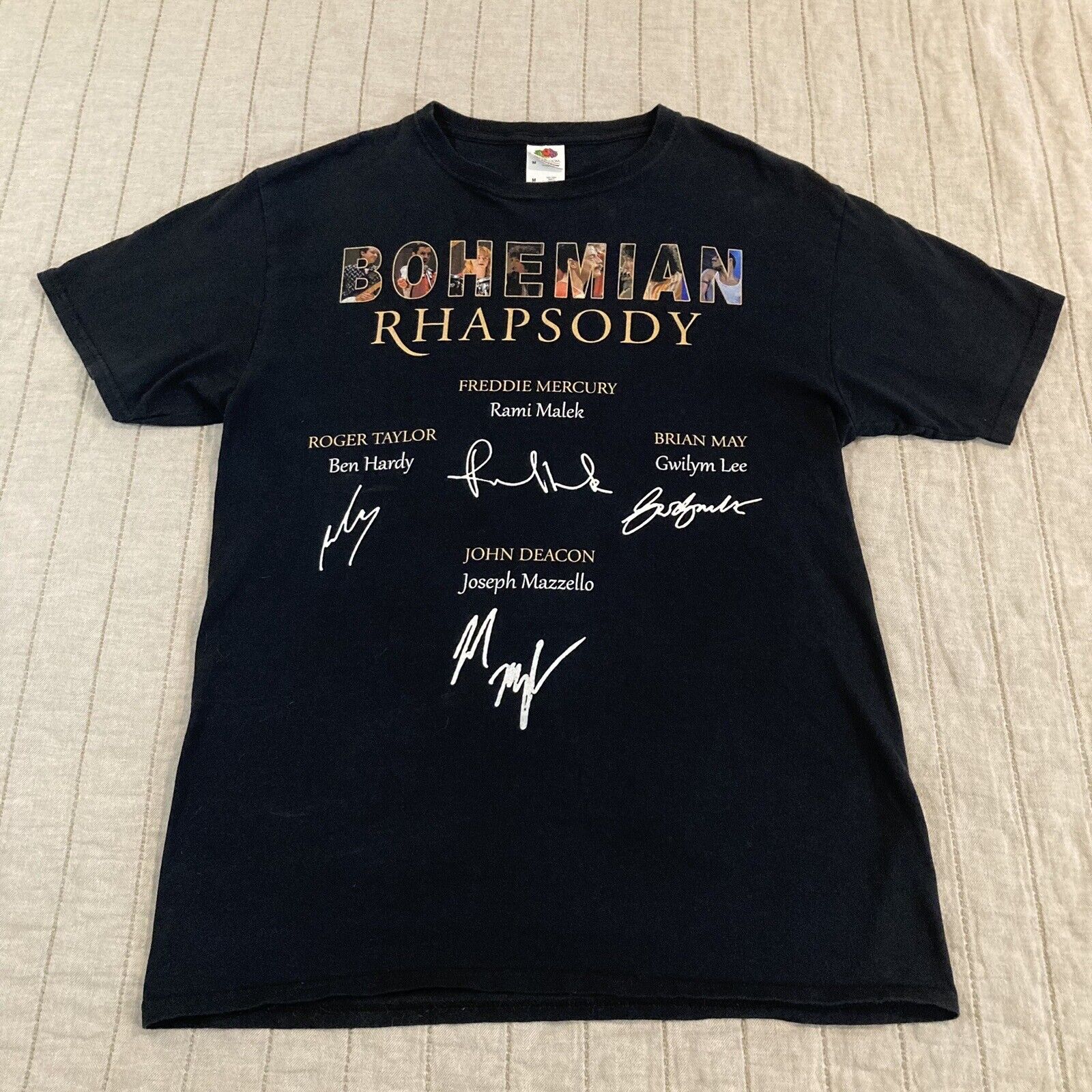 Vintage Queen Bohemian Rhapsody Band Signature T Shirt Medium Mercury May RARE