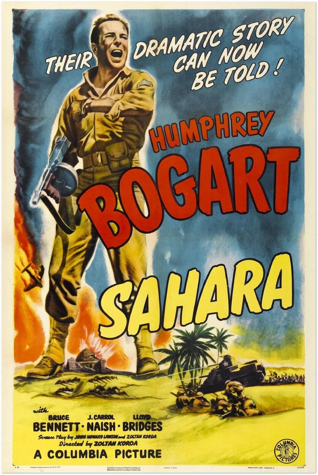 Sahara - Vintage Movie Poster - Humphrey Bogart - WW2