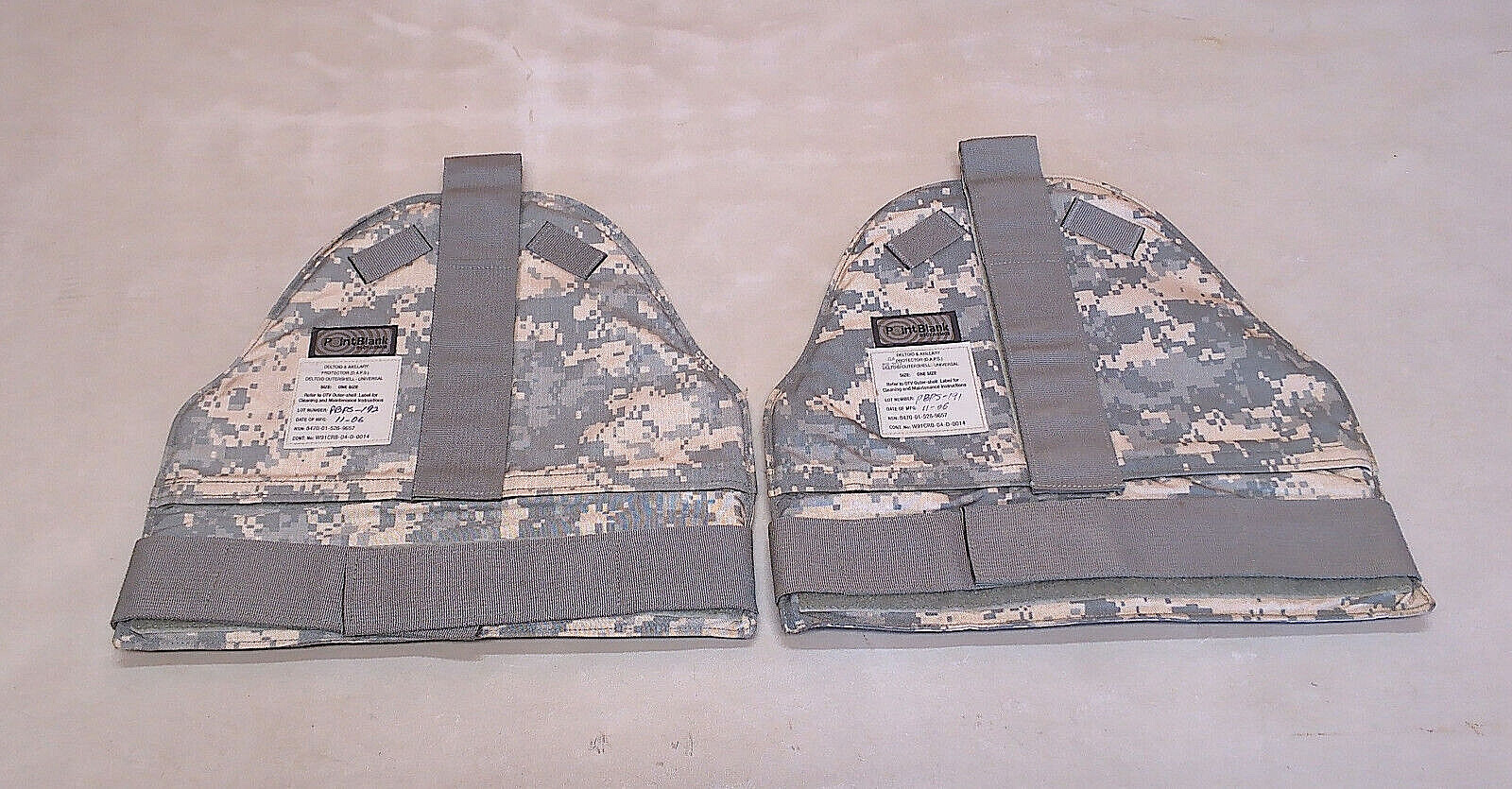 Pair of USGI Army ACU UCP Camo Deltoid Protector Outershells w/ Inserts One Size