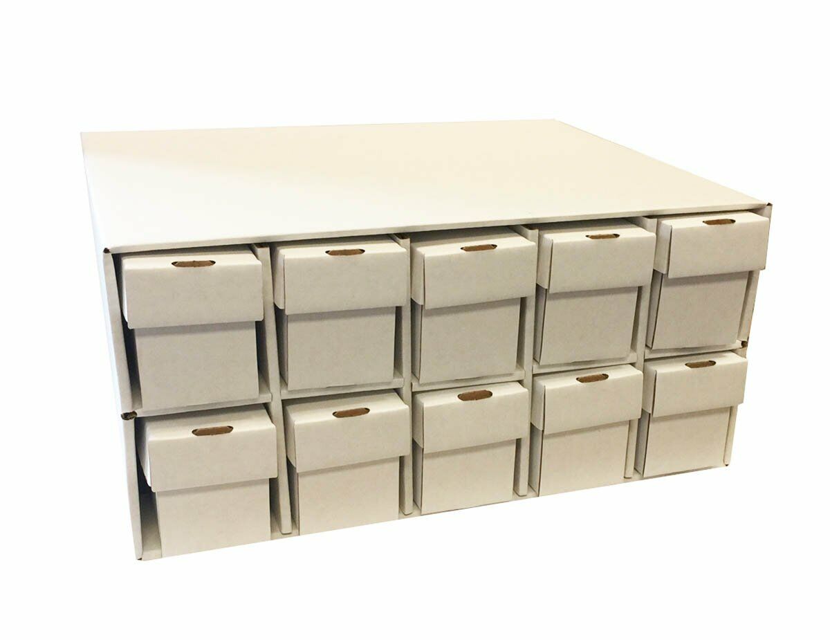New & Improved Card Penthouse House Storage with 10 Vertical 802 White Boxes