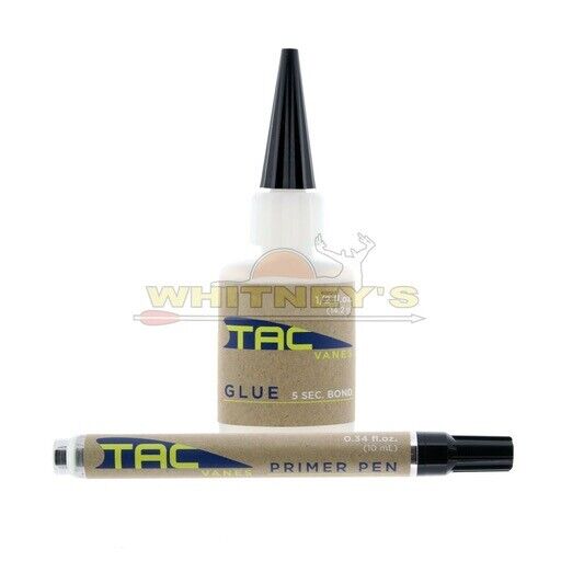 TAC Vanes Glue ½ Fl.oz & Primer Pen .34 Fl.oz Kit - Arrow Fletching Kit - 1152