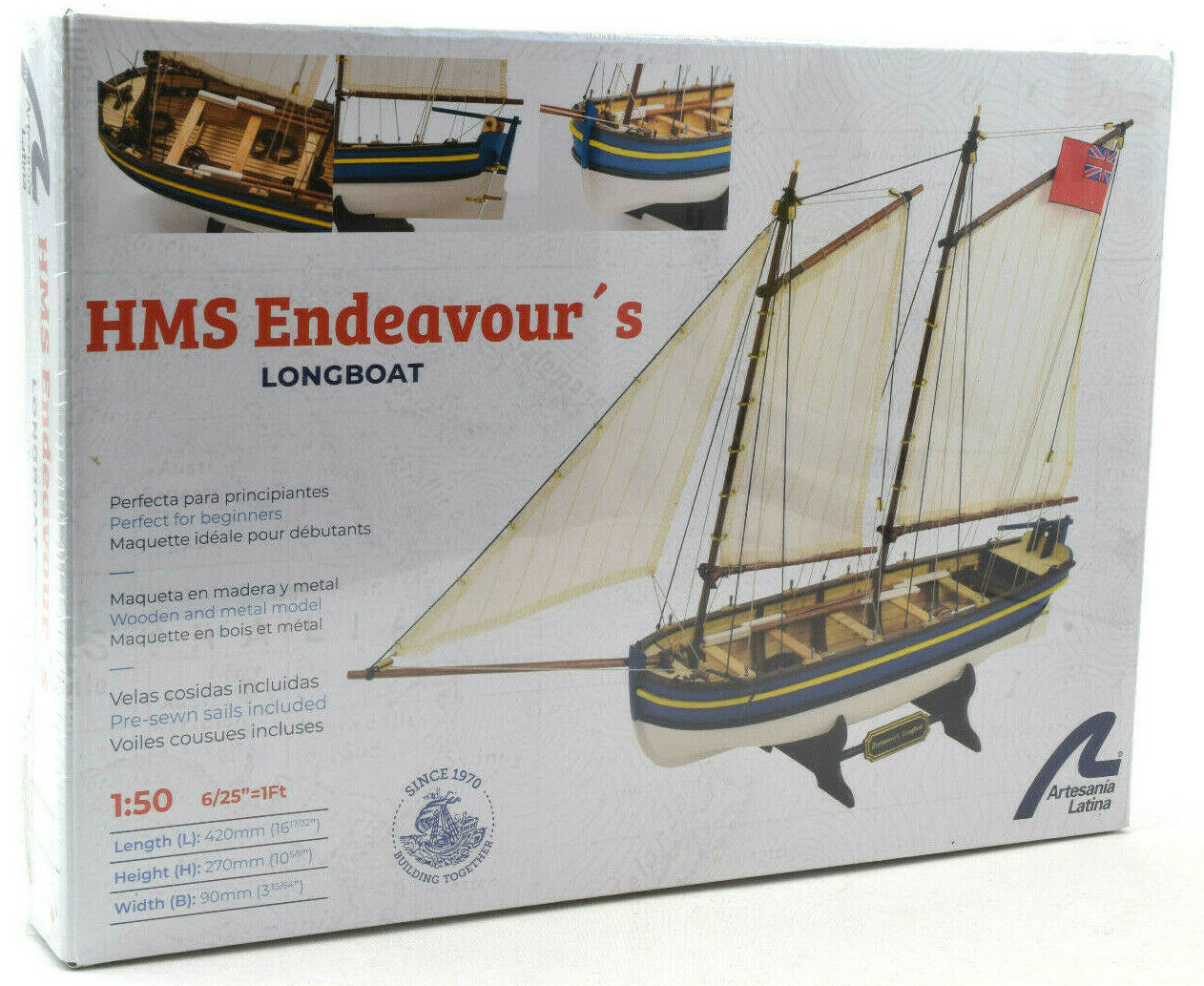 Artesania Latina HMS Endeavour\'s Captain Longboat 1:50 Model Boat Ship Kit 19005