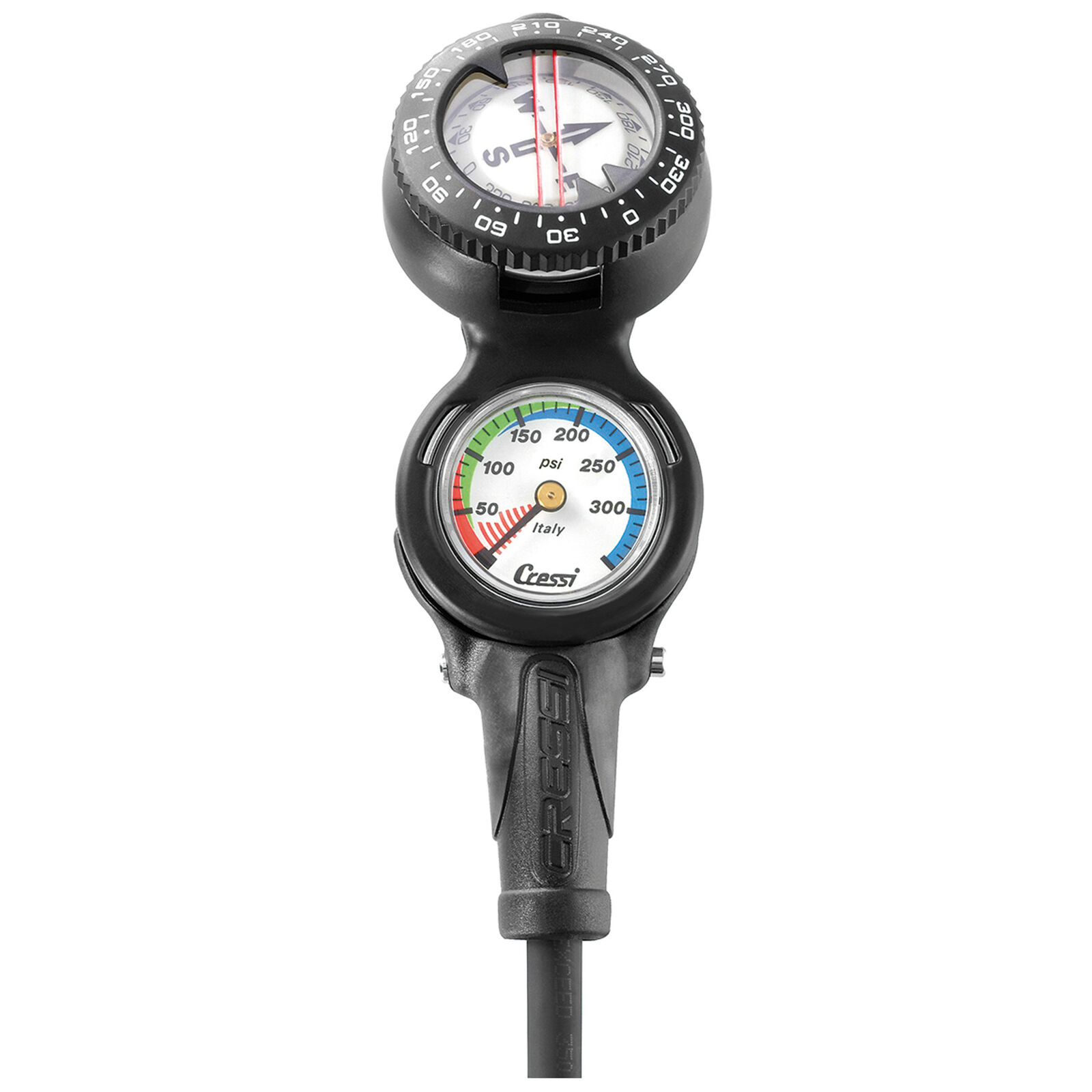 Used Cressi Console CP2 - Pressure Gauge and Compass for Scuba Diving - Imperial