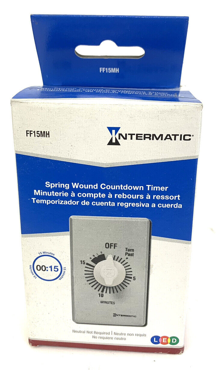 INTERMATIC FF15MH Timer,Spring Wound,15 Min,SPST,Silver