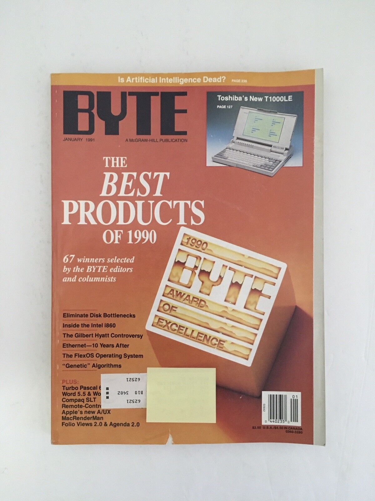 BYTE Magazine JAN 1991 Back Issue COMPUTER Magazine - The Best Products of 1990
