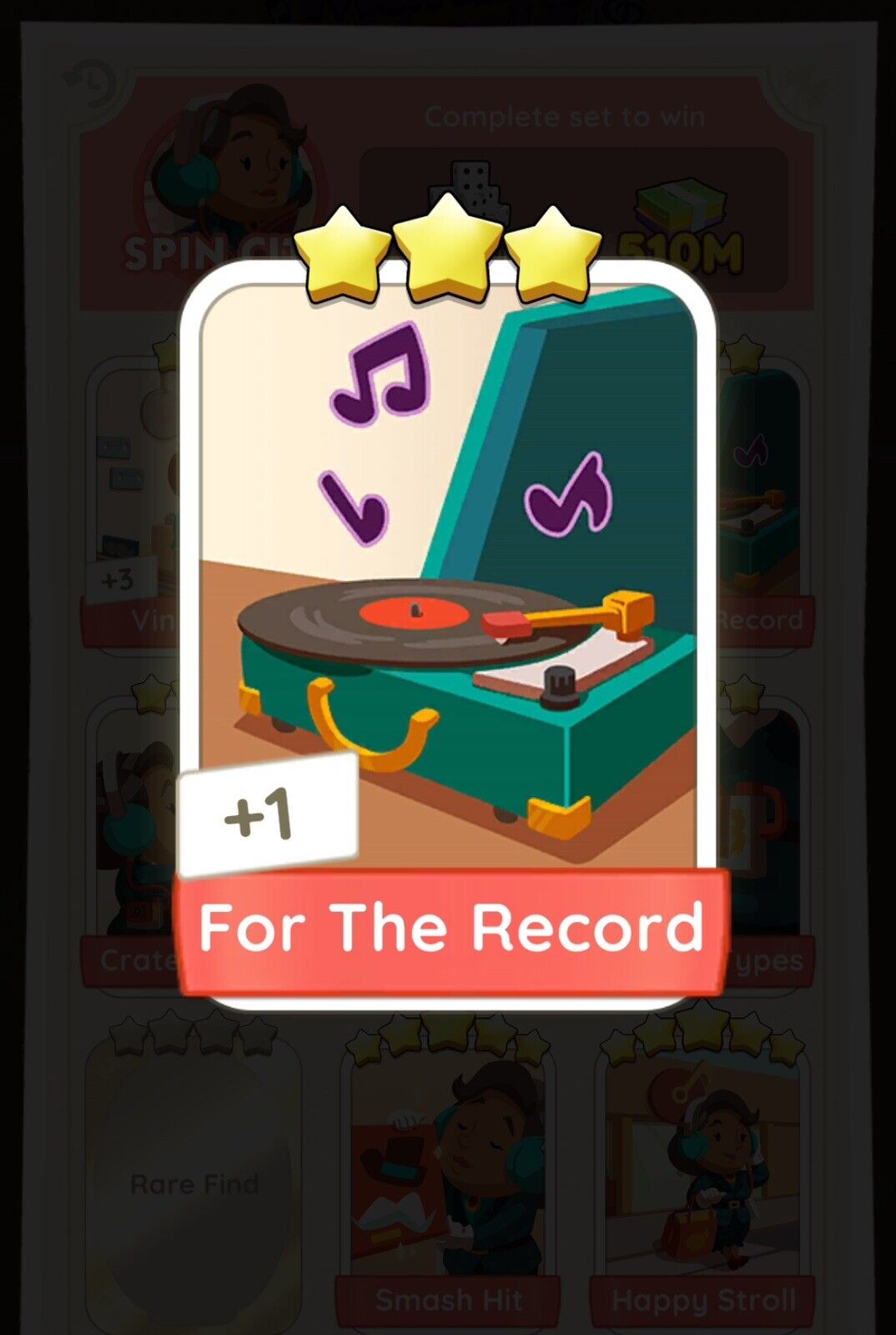 Set 14 For the record - Monopoly Go 3 Star Card Sticker ⭐⭐⭐