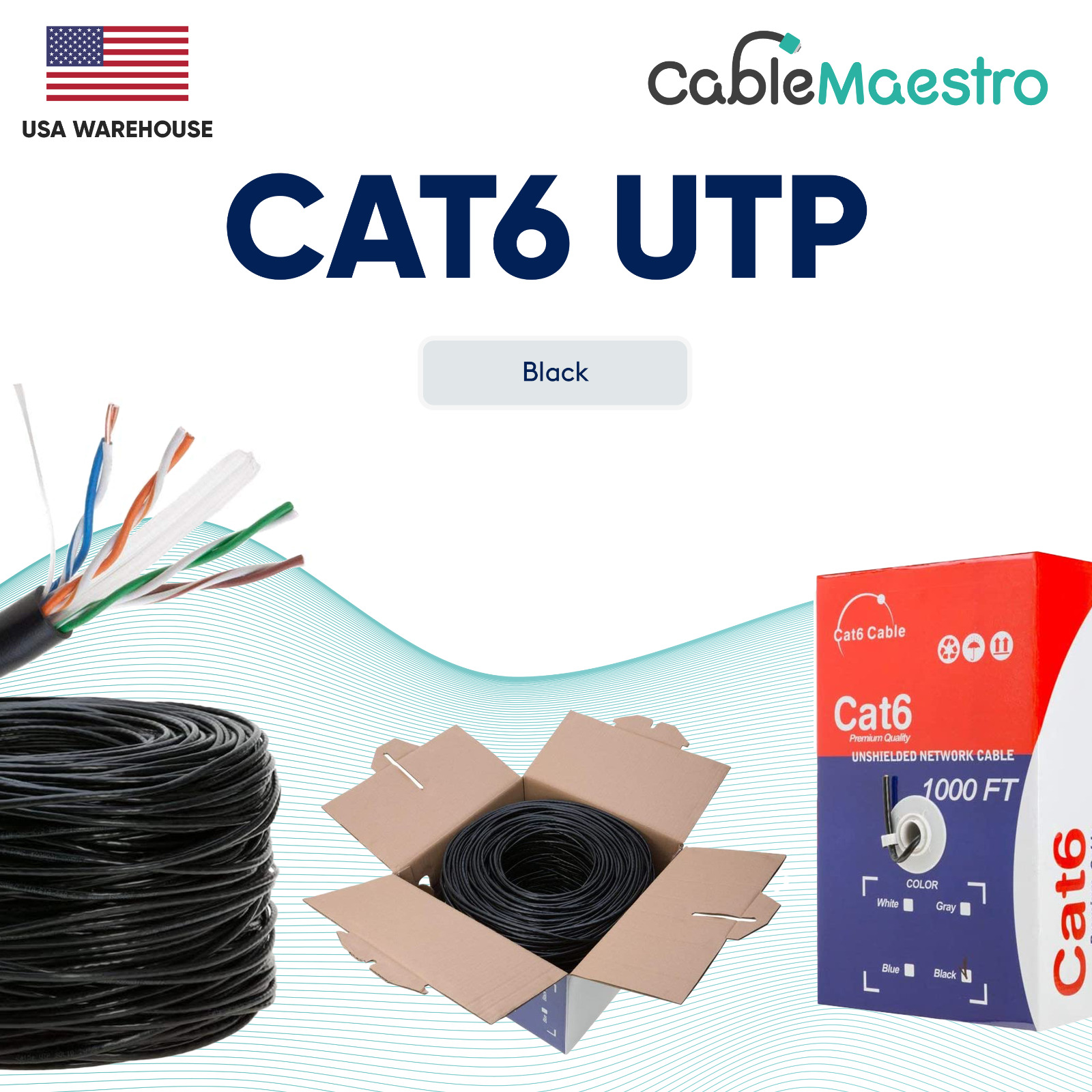 CAT6 1000ft Ethernet UTP Cable Network 23AWG RJ45 Solid CCA Pull Box