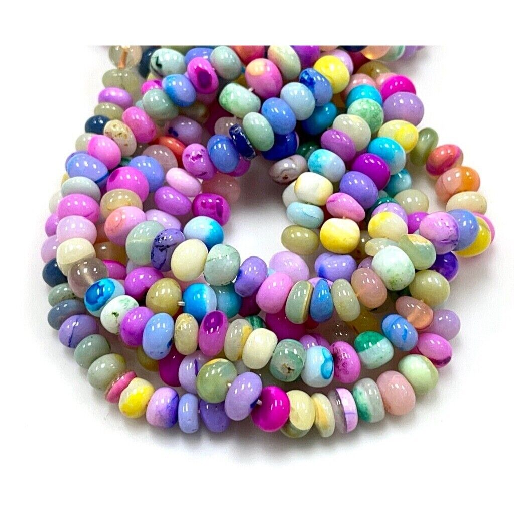 Beautiful Rainbow color shaded opal smooth rondelle shape beads, 7-8mm 16\