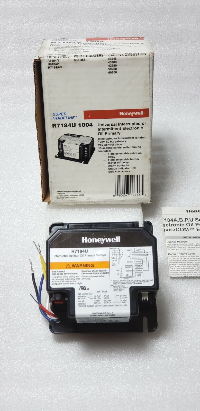Honeywell R7184U1004 Oil Primary Control with 15 Seconds Lockout