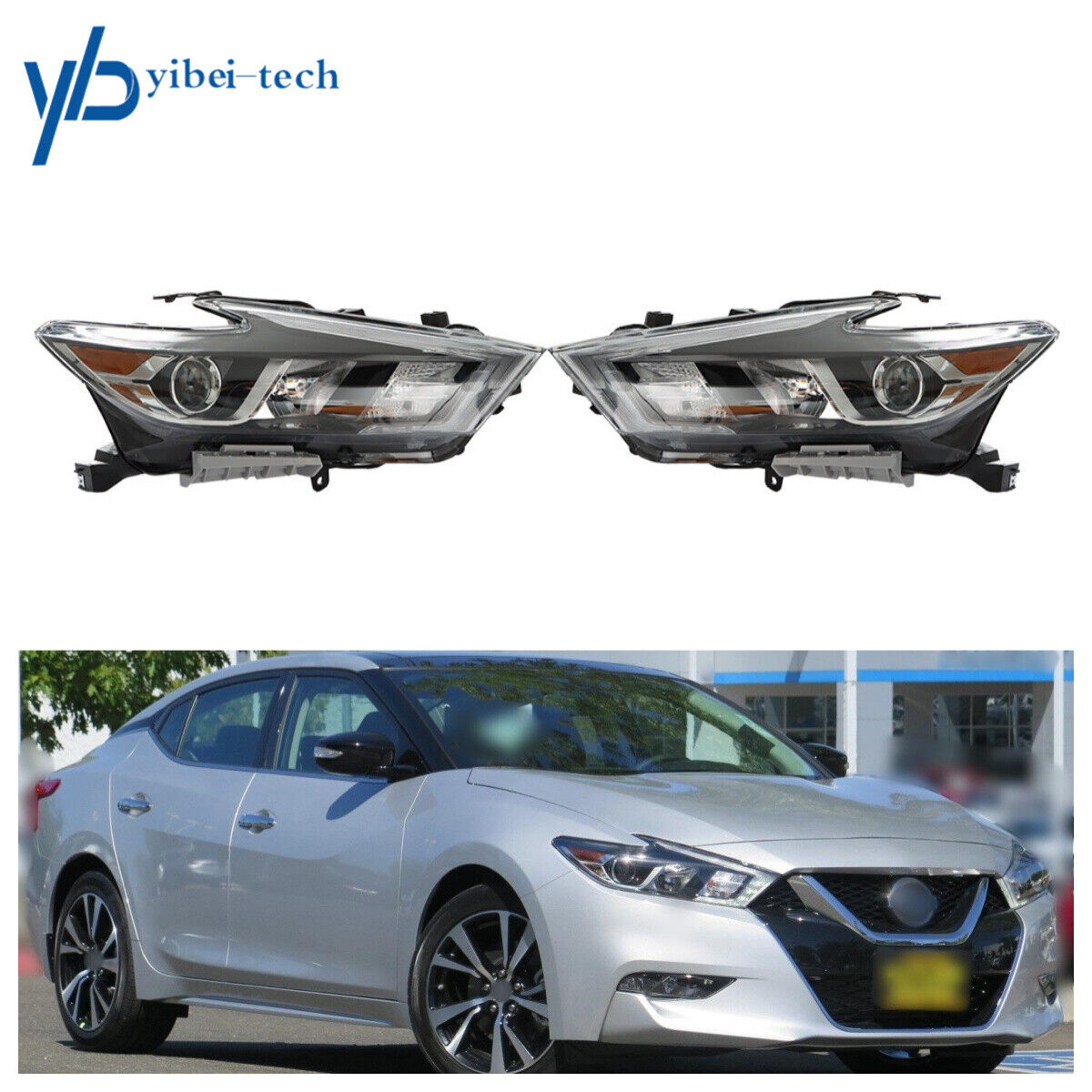 Left&Right Side Headlights Assembly Headlamps For Maxima S|SL|SV 2016 2017 2018