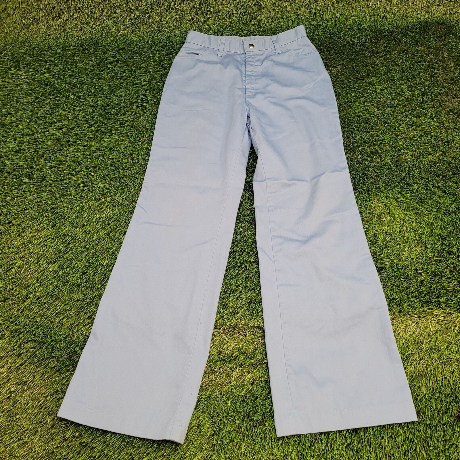 Vintage 70s LEVIS Blue-Tab Flared Disco Pants 27x31 Straight Baby Light Blue USA