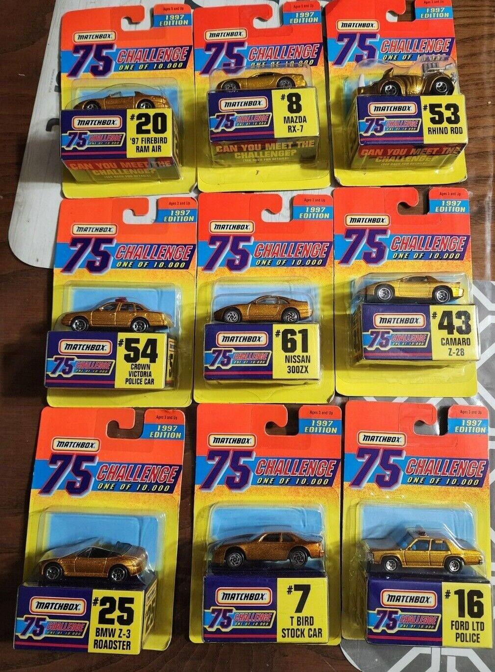 1997 Matchbox 75 Challenge GOLD Assorted Choose Your Car Complete Your Set NEW 