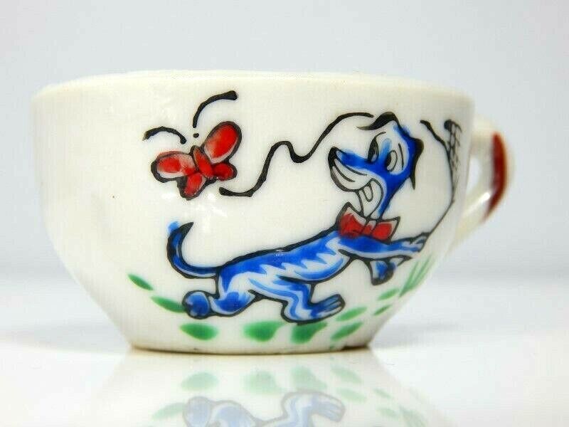 Vintage 1960s Huckleberry Hound Mini China Tea Cup Mid Century Cartoon Mini Mug