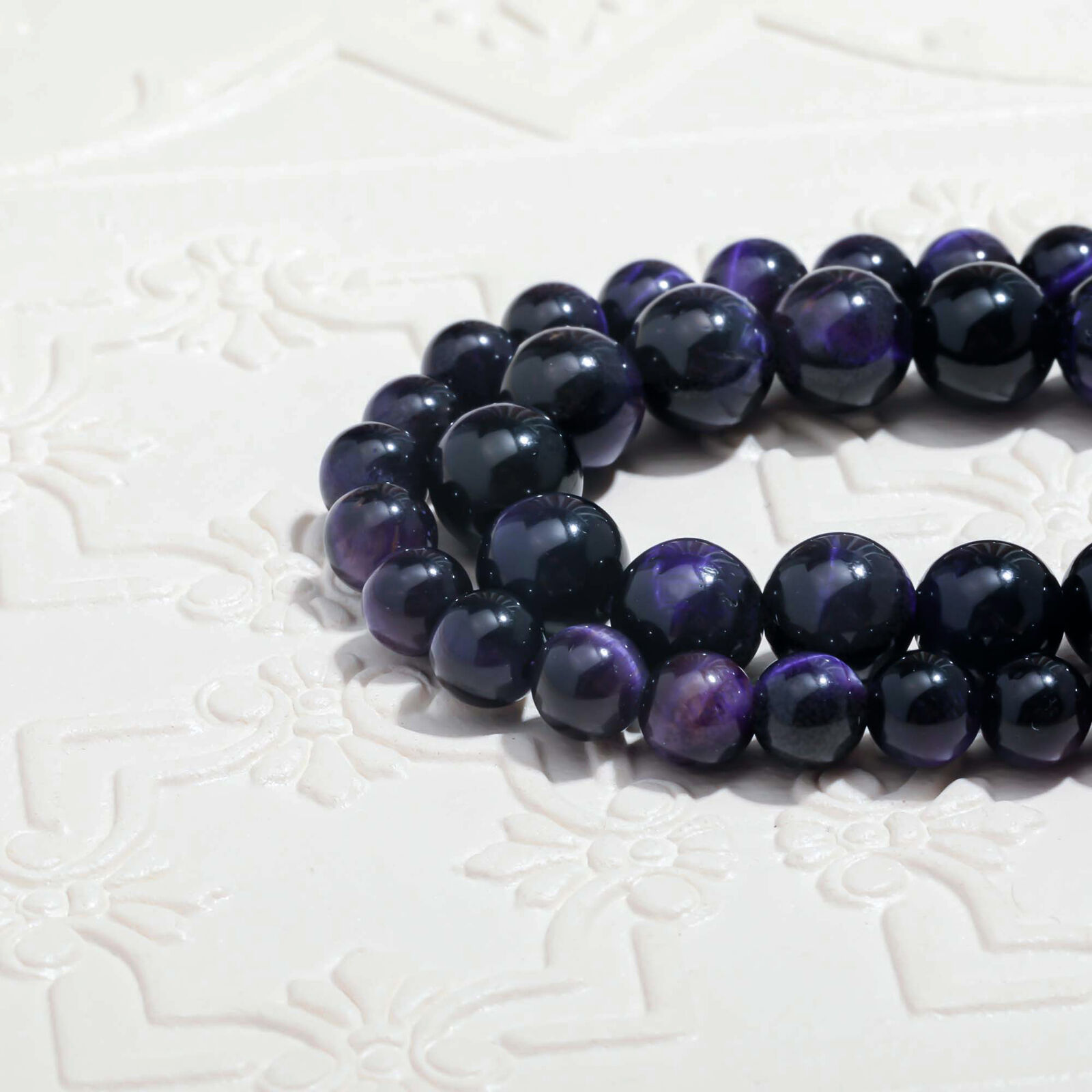 Purple Tiger\'s Eye Natural Gemstone Beads Intuition Wisdom Energy Stone 6mm