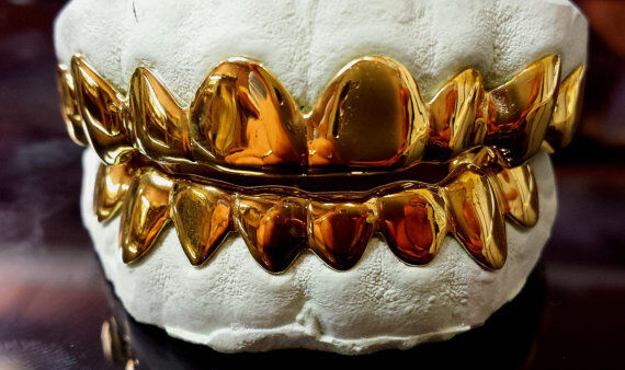 10K 14K 18K Solid Yellow Gold Custom fit Plain REAL Gold Grill Grillz Gold Teeth