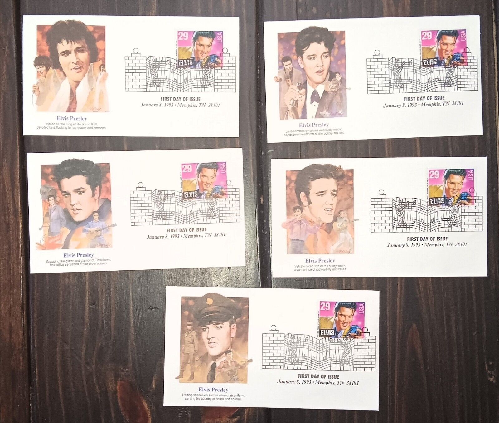 Elvis Presley First Day Cover 1993 set of 5