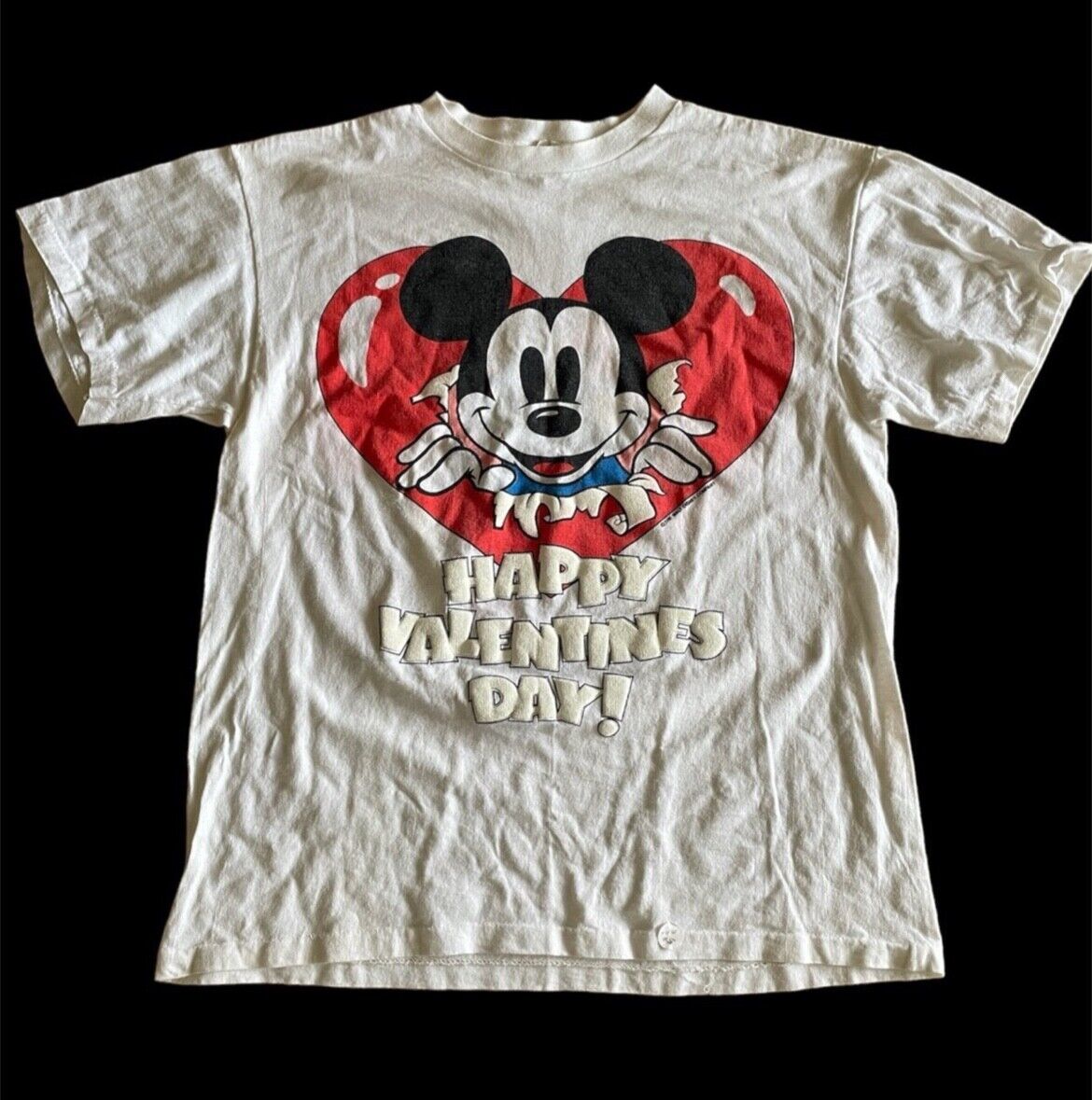 Vintage 90s Rare Disney Mickey Mouse Valentines Day Shirt Size L