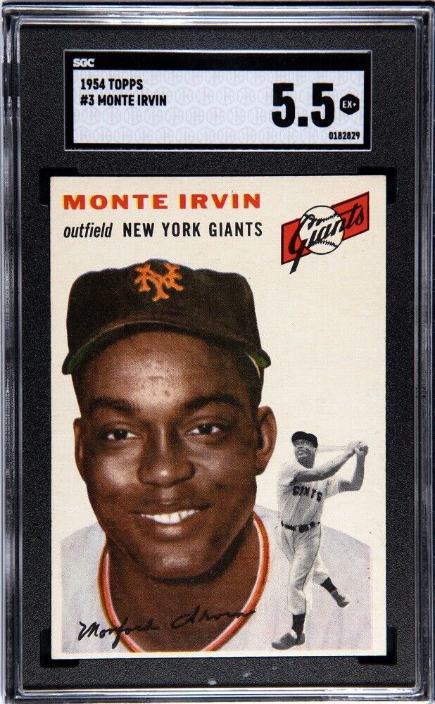 1954 Topps #3 Monte Irvin SGC 5.5 Graded Vintage Baseball Card *CgC605*
