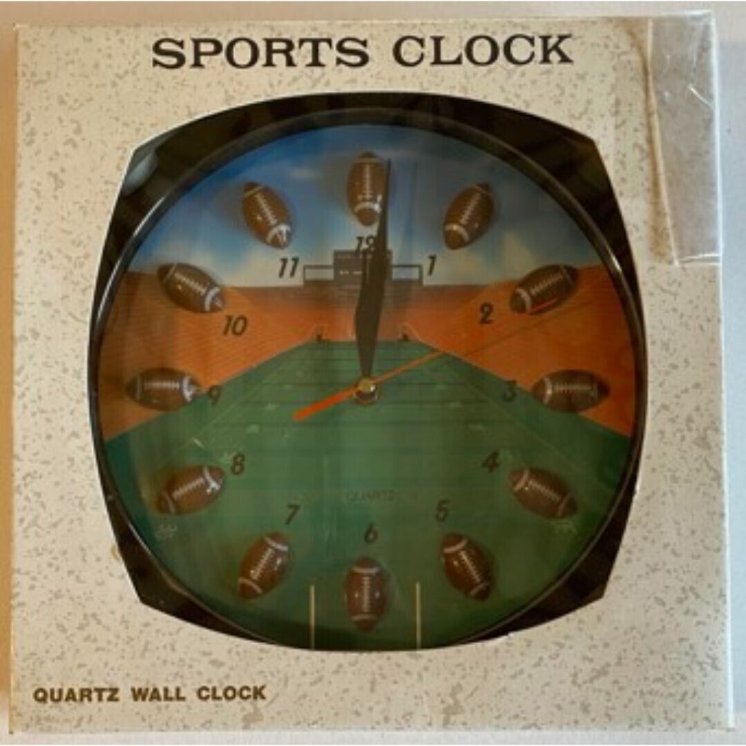 Vintage Football Clock Battery Operated Panclox International 11\