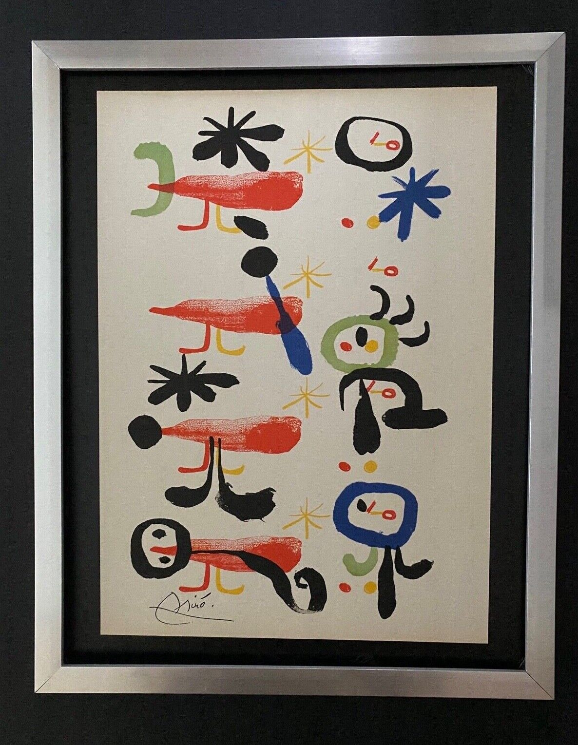Joan Miro | Vintage 1958 Signed Colorful Print | Mounted and Framed | Buy Now