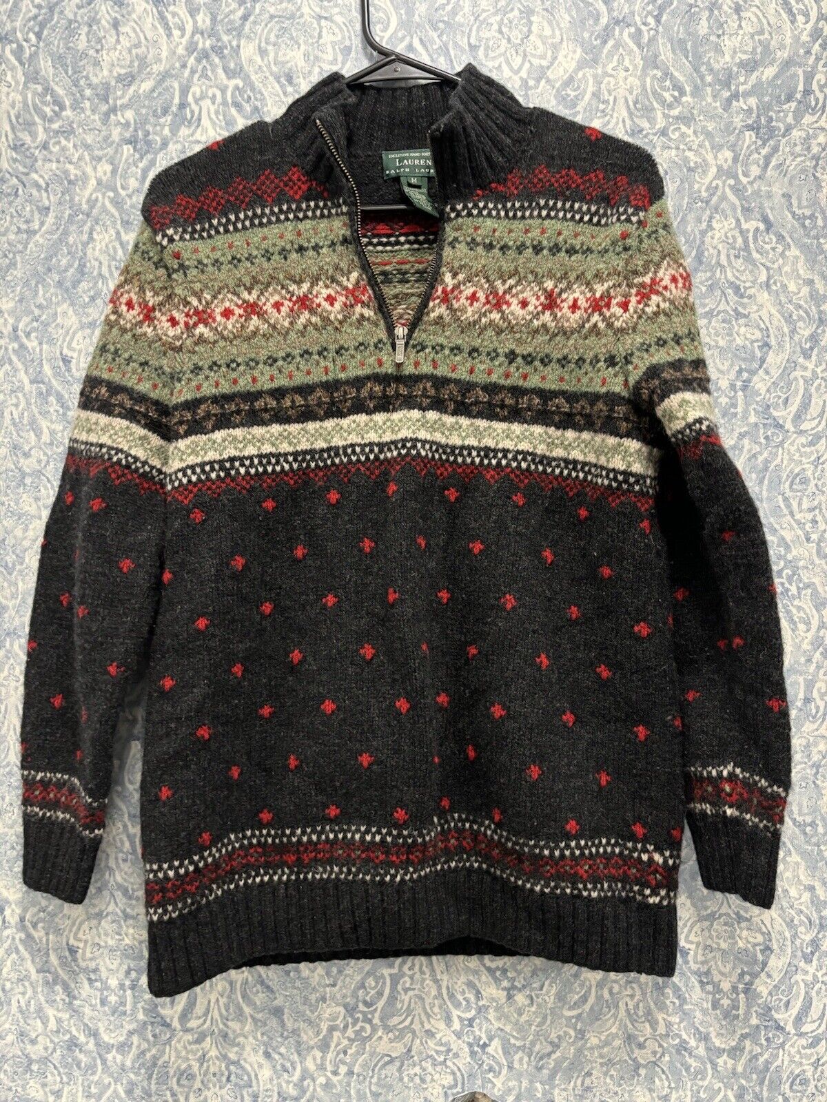Vintage Polo Ralph Lauren Hand Knit Lambs wool Blend Sweater Size Medium