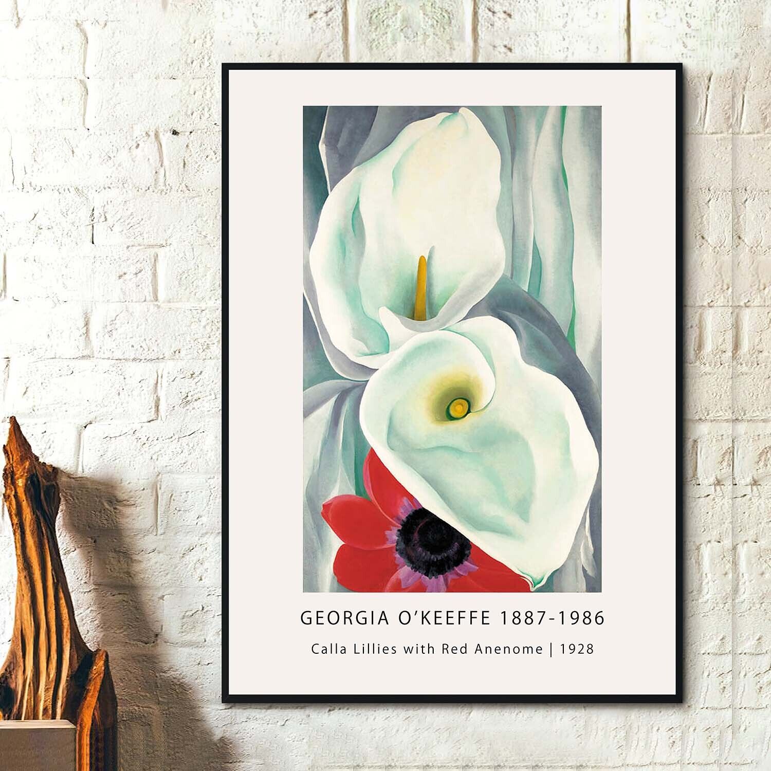Georgia O\'Keeffe Posters -  Calla Lillies with Red - Vintage Art Paintings Art