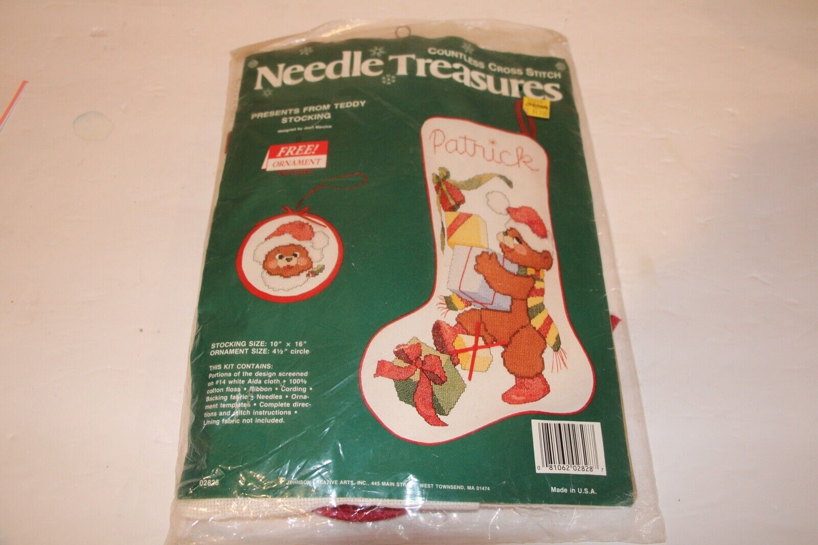 Needle Treasures Countless Cross Stitch Kit Christmas Stocking Teddy Bear 02828