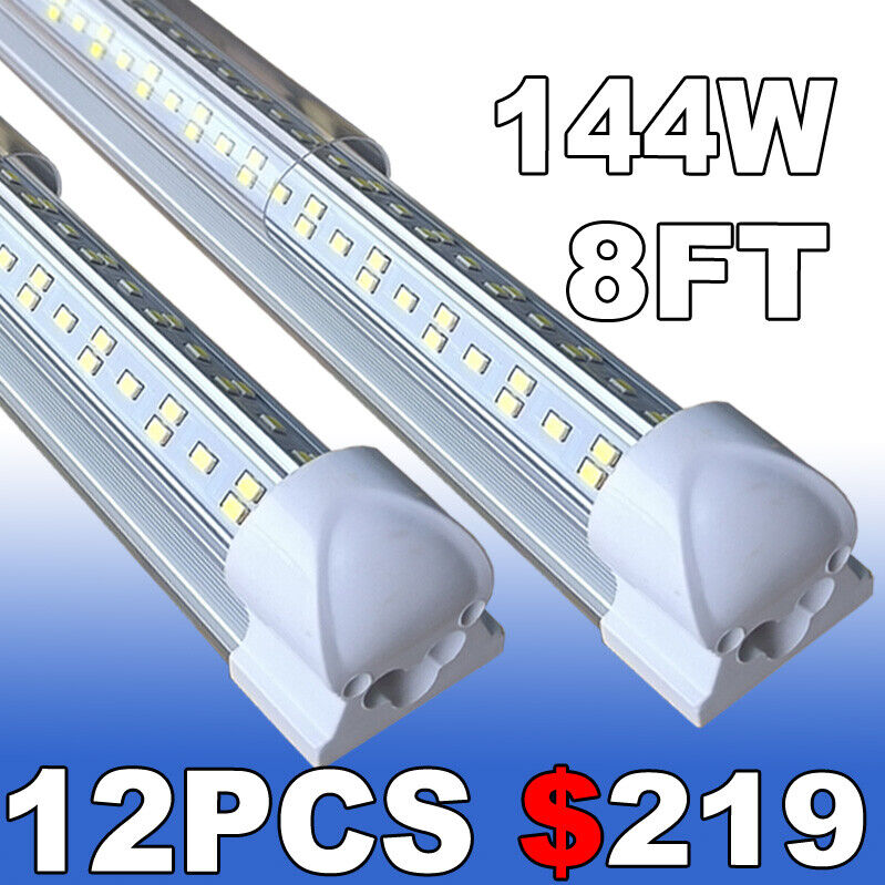 8ft Linkable Led Shop Light Fixture, Integrated 8 Foot Led Tube Light Bulbs 12PC
