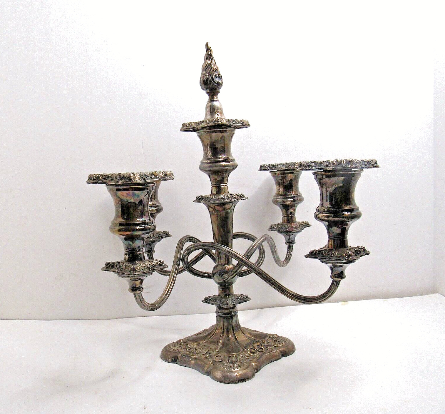 Antique E.G. Webster & Son Candelabra 505 Five Arm Baroque Twisted Silver Plated