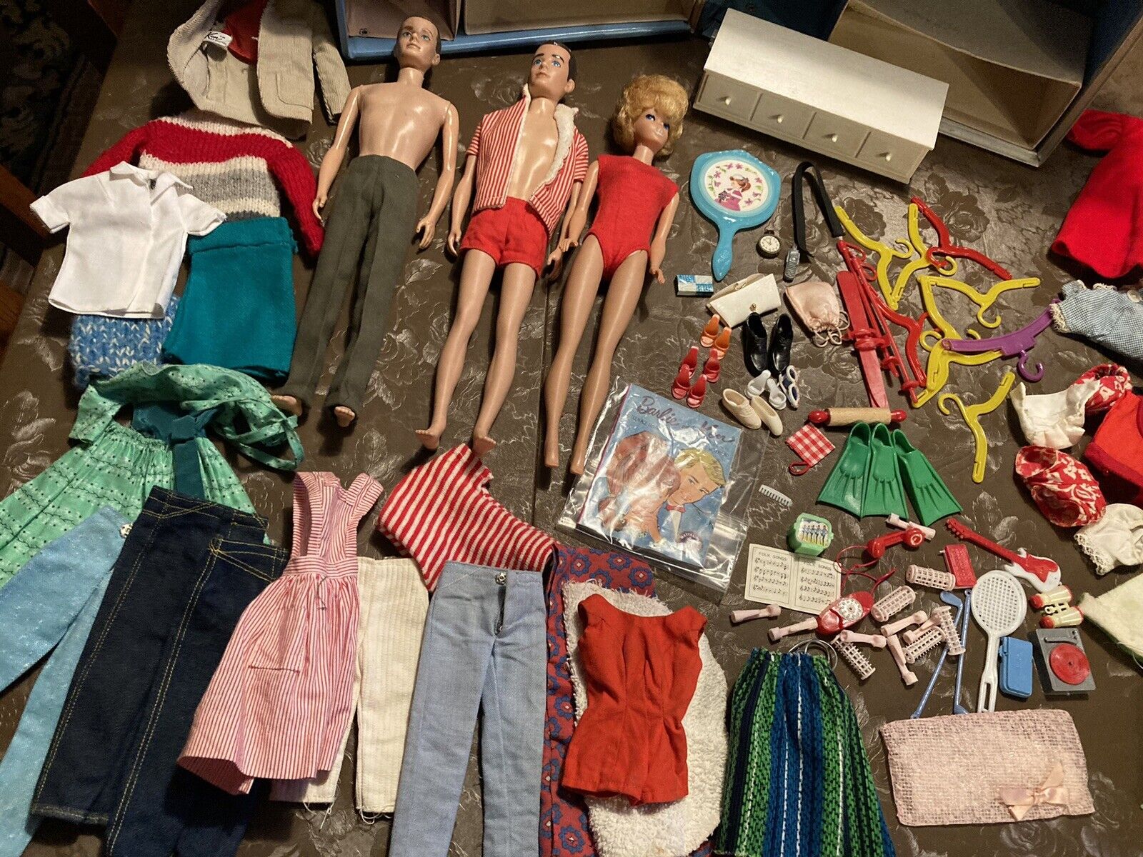 Vintage 1960s Mattel Barbie Lot  Case, Bubblecut, Kens, Suzy Goose, Clothes+